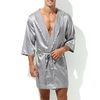 Мужской Халат С капюшоном, Шелковая Атласная Ночная рубашка, Халат для сна, подходящие Для Пары Вечерние халаты для Жениха, Пижама, Дышащая Одежда для отдыха