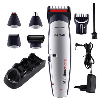 Перезаряжаемая Электрическая машинка для стрижки волос Kemei, Многофункциональная 5 В 1, Триммер для бороды и носа, мощный резак для стрижки волос F35
